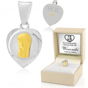 Medalik komunijny srebrny 925 z grawerem dla dziewczynki - Duchowa iskra