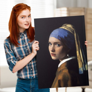 Portret ze zdjęcia na płótnie (50 x 70 cm) dla niej - Dziewczyna z perłą