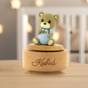 Pozytywka drewniana z grawerem dla chłopca - Wesołe nutki