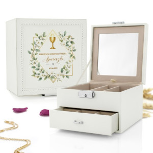 Kuferek na biżuterię z nadrukiem na komunię - Klejnot wiary