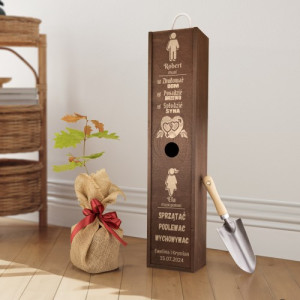 Sadzonka dębu w skrzyni z grawerem dla pary - Małżeńskie zadania