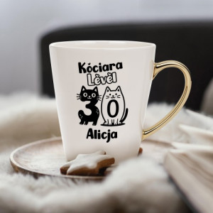 Kubek z nadrukiem na 30 urodziny dla kociary - Nowy level