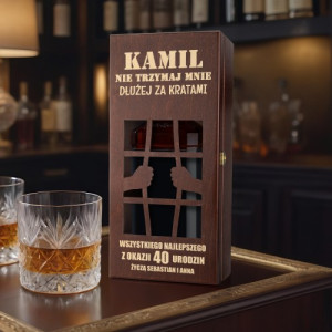 Skrzynka na whisky z grawerem na 40 urodziny dla niego - Za kratami