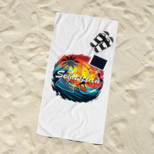 Ręcznik plażowy (70 x 140) z nadrukiem na 25 urodziny - Na fali