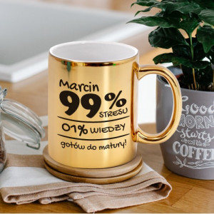 Kubek z nadrukiem złoty dla maturzysty - Gotów do matury