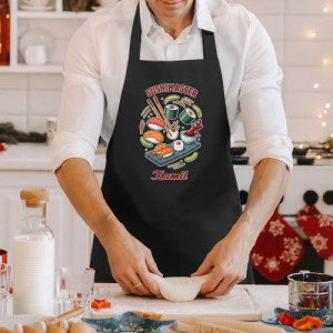 Fartuch kuchenny z nadrukiem dla sushi mastera - Sensei
