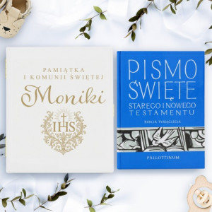 Pismo Święte w szkatułce z grawerem na komunię dziewczynki - Klucz do wiary