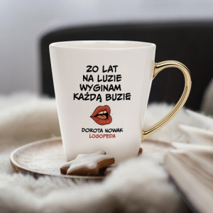 Kubek do kawy ze złotym uchem i nadrukiem dla logopedy - Gimnastyka