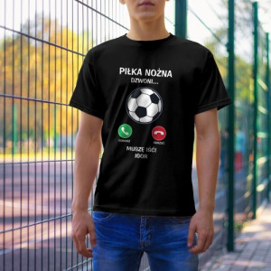 Koszulka czarna z nadrukiem dla piłkarza Rozmiar L - Gol na horyzoncie