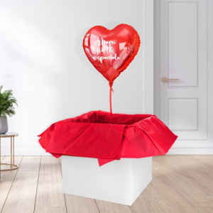 Balon z helem w pudełku i liścik dla mamy - Czułe serce