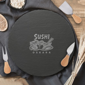 Deska do serwowania obrotowa z grawerem dla sushi mastera - Talerz samuraja