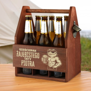 Skrzynka na piwo z otwieraczem i grawerem dla taty - Sześciopak
