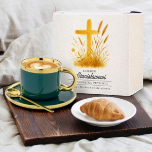 Filiżanka ze spodkiem i łyżeczką ze złoceniem dla księdza - Boska przystań