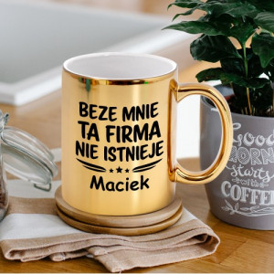 Kubek z nadrukiem złoty dla kolegi z pracy - Pracownik niezastąpiony