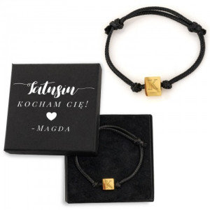 Bransoletka sznurkowa z zawieszką z grawerem dla taty - Ojcowska siła