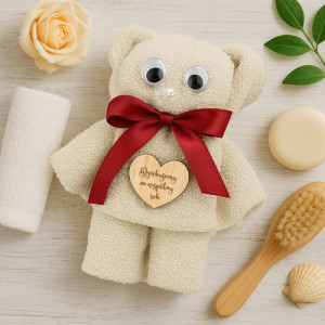 Miś z ręcznika z dedykacją dla nauczyciela - Dziękujemy