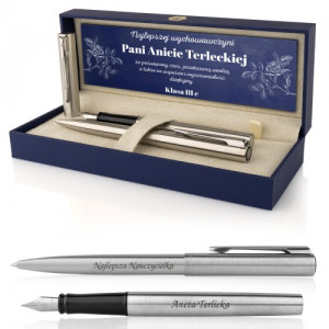 Pióro wieczne Waterman i długopis z grawerem dla nauczyciela - Poświęcenie