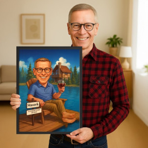Plakat karykatura ze zdjęcia (30x40 cm) na emeryturę - Ekspert odpoczynku