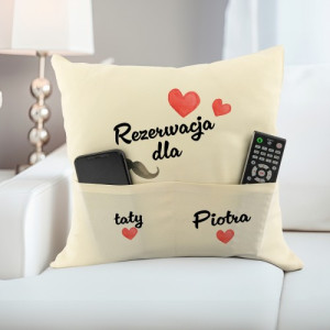 Poduszka z kieszeniami i nadrukiem dla taty - Królestwo tatusia