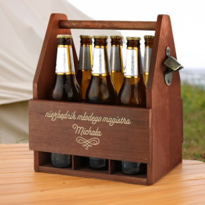 Skrzynka na piwo z otwieraczem i grawerem dla niego - Niezbędnik magistra