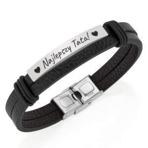 Bransoletka męska z grawerem dla taty - Mój bohater