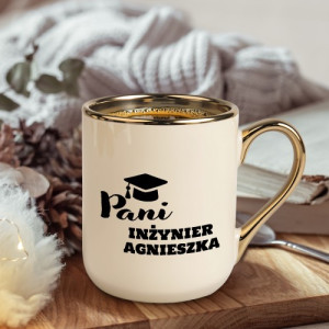 Kubek ze złotym uchem na obronę pracy dyplomowej - Pani inżynier