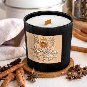 Świeca zapachowa z drewnianym knotem dla położnej - Królowa porodówki