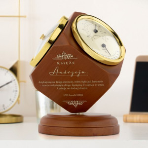 Stacja pogodowa z barometrem i grawerem na pożegnanie księdza - W podzięce