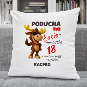 Poduszka dekoracyjna z nadrukiem na 18 urodziny - Łosiemnastka