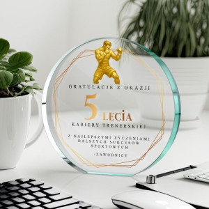 Statuetka szklana z nadrukiem dla trenera MMA - Siła mentora
