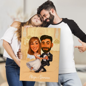 Karykatura ze zdjęcia (50x70 cm) na ślub dla pary młodej - Ślubne wariacje