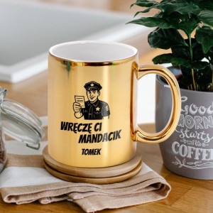 Kubek z nadrukiem złoty dla policjanta - Kawowe zatrzymanie