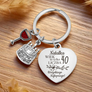 Brelok do kluczy z grawerem na 40 urodziny - Klucz do czterdziestki