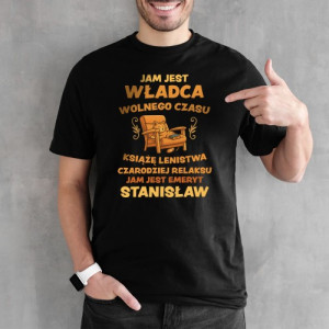 Koszulka czarna męska z nadrukiem dla emeryta Rozmiar L - Władca wolności