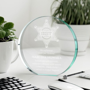Statuetka szklana z grawerem dla szefa - Lider sukcesu