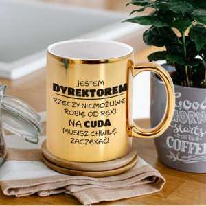 Kubek z nadrukiem złoty dla dyrektora - Mistrz niemożliwego
