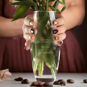 Wazon dekoracyjny z grawerem dla nauczyciela - Najlepsza wychowawczyni