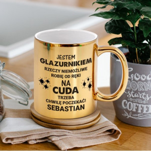 Kubek z nadrukiem złoty dla glazurnika - Cuda i płytki