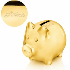 Skarbonka świnka złota z grawerem dla chłopca - Złotka