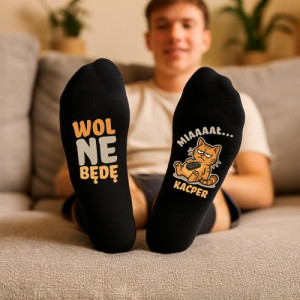 Śmieszne skarpetki męskie z nadrukiem dla miłośnika kotów - Wolne łapki