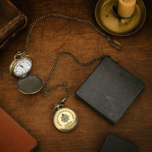 Zegarek kieszonkowy na łańcuszku z grawerem dla żeglarza - Serce i wiatr