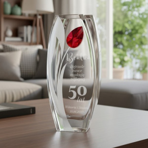 Wazon z kryształem i grawerem na 50 urodziny dla niej - Kwitnąca dojrzałość
