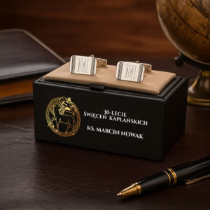 Spinki do mankietów srebrne 925 z grawerem dla księdza - Sacrum detal