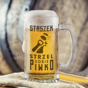 Kufel do piwa z nadrukiem dla faceta myśliwego - Strzel piwko