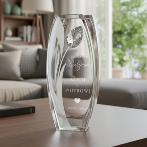 Wazon dekoracyjny z kryształem i grawerem dla rodziców - Wdzięczny blask