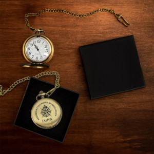 Zegarek kieszonkowy na łańcuszku z grawerem dla żeglarza - Czas przygód