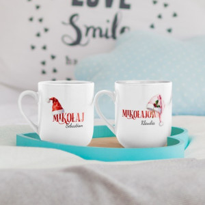 Zestaw kubków z nadrukiem na mikołajki dla pary - Zimowy duet