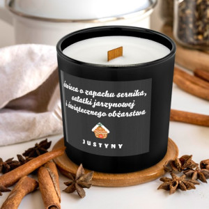 Świeca zapachowa z drewnianym knotem na święta - Świąteczne obżarstwo