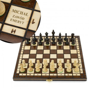 Szachy + warcaby drewniane z grawerem dla emeryta - Zawód emeryt