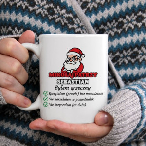 Kubek z nadrukiem na mikołajki dla niego - Prawie grzeczny